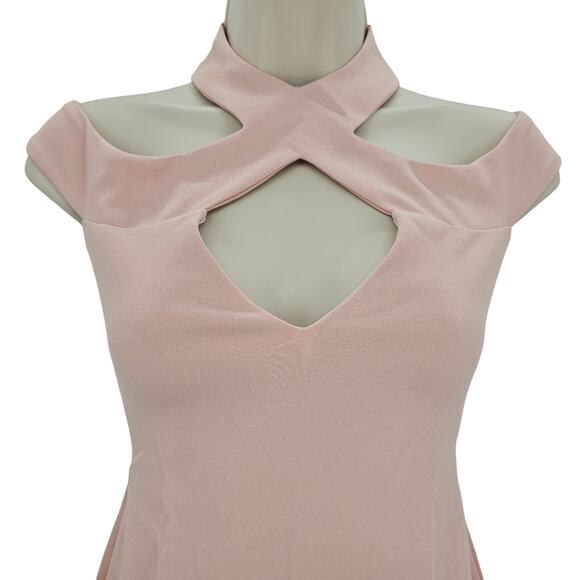 Nookie Woman size XS Hollywood Midi Dress in Blush Pink Sheath Halter Lined NEW - Picture 2 of 7